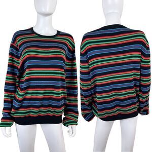 Polo Ralph Lauren Women Size M Silk Cotton Strip Southwestern Crewneck Sweater